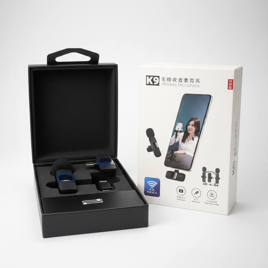 K9 Double Mic | Type‑C Connector 🎤 | Good Sound Quality | Long Battery 🔋 Time | Portable Wireless