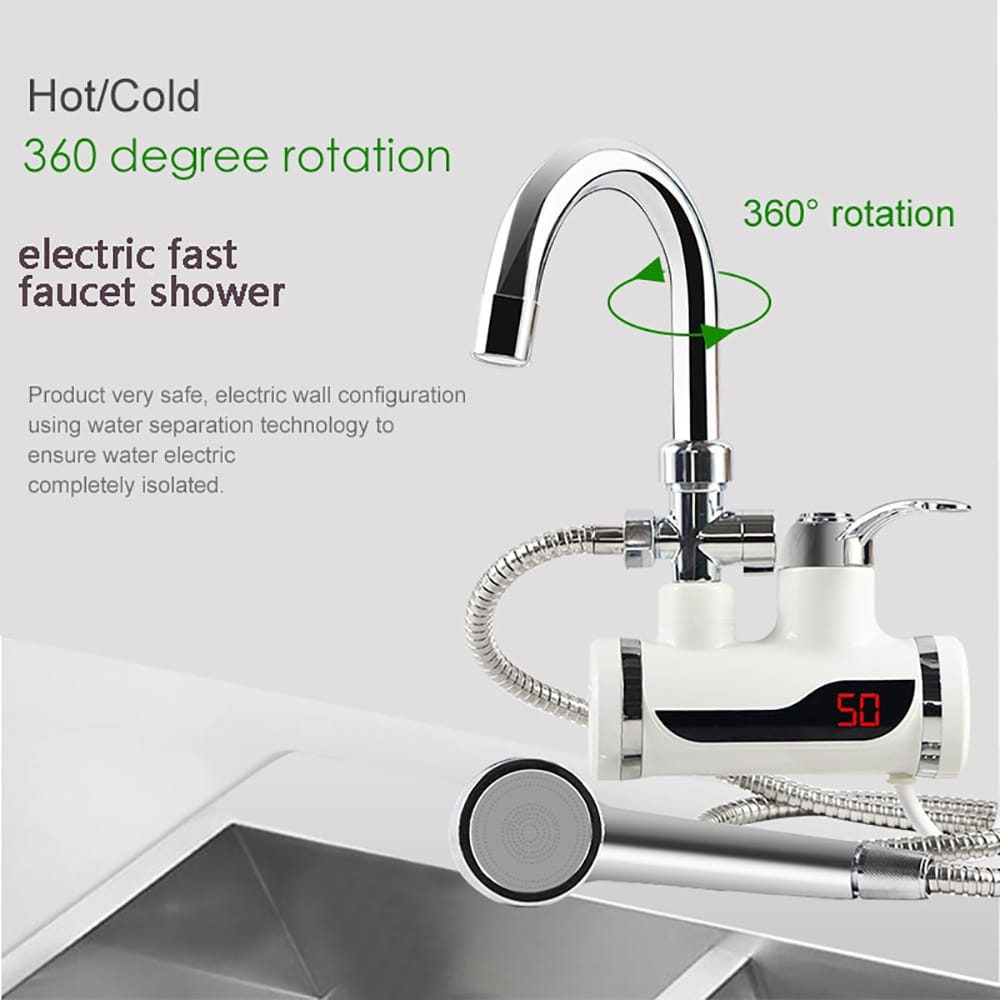 Instant Electric Hot Water Heater Faucet | With Hand Shower | Fast Heating & Easy Installation